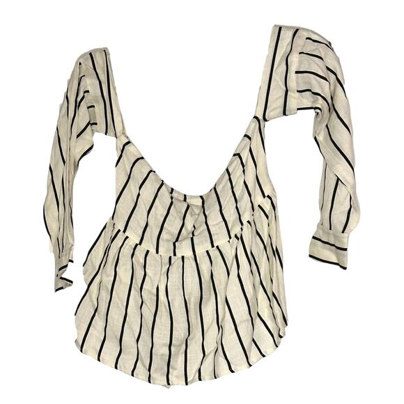 **NWT** Lost Ink – Striped Bardot Top – Ivory/Black Stripe – XS - Picture 4 of 7